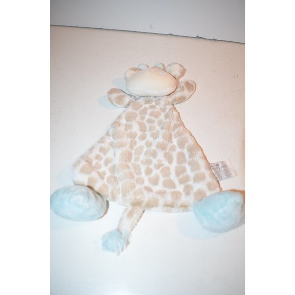 Demdaco Nat Jules Giraffe Lovey Security Blanket Plush Velour Rattles blue feet - Picture 3 of 6